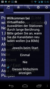 Screenshot: VirtualRadio - Startseite